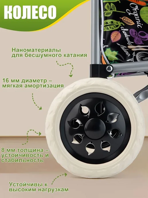 Сумка-тележка Черная как ночь Y795 50л, 50 л, фото 7