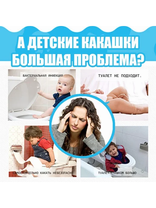 Накладка на унитаз детская мягкая с ручками Голубой, голубой, фото 6