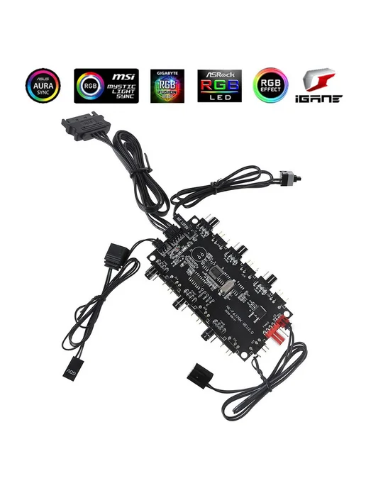 Концентратор PWM ARGB 8 портов 12V 4pin 5V 3pin SATA, вариант, фото 3