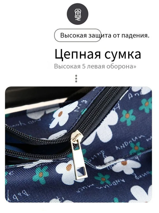 Сумка-тележка Синяя 2 колеса, Оксфорд, синий, фото 4