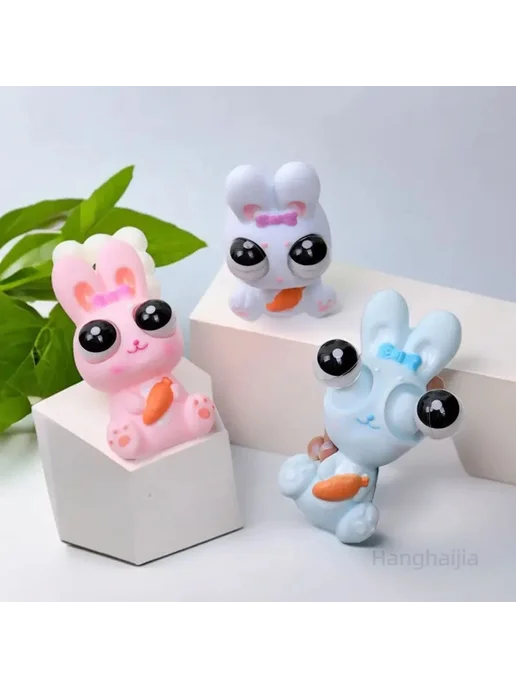 Антистресс игрушка Заяц с выпученными глазами Розовый, розовый, фото 3