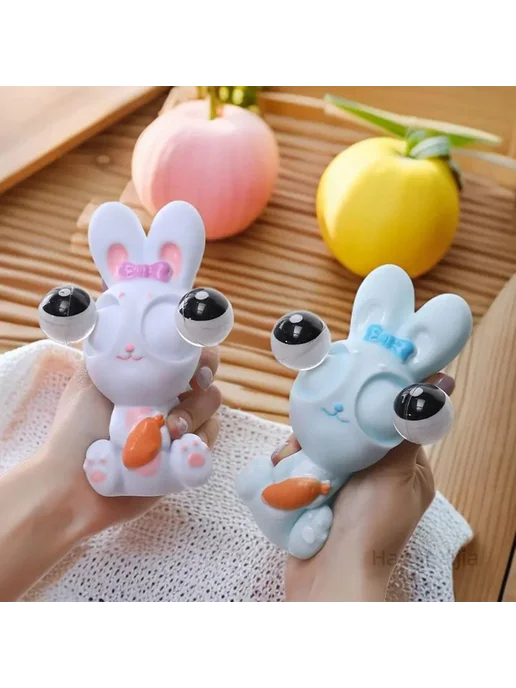 Игрушка-антистресс Кролик с выдавливаемыми глазами Белый, белый, фото 8