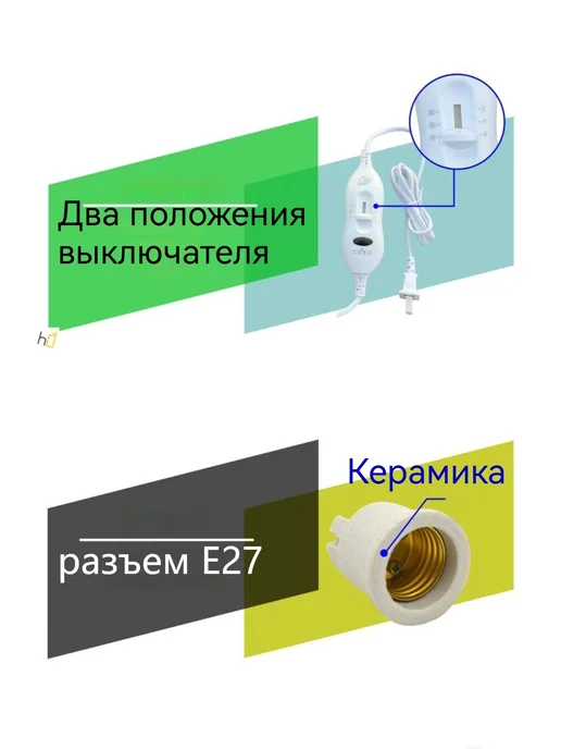 Держатель лампы 150W E27 для обогрева Белый, 150 Вт, фото 8