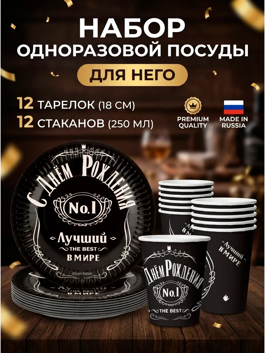 Набор одноразовой посуды для Дня Рождения Мужчины