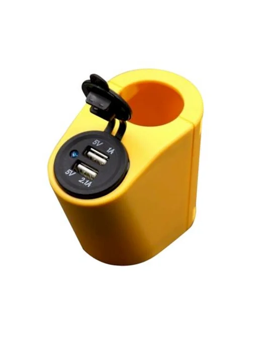 Врезной 2USB 2.1A желтый на поручни авто, желтый, фото 2